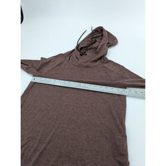 Athleta Uptempo Hooded Sweatshirt Womens Size Small Brown Heathered Thumb Holes - Picture 4 of 8